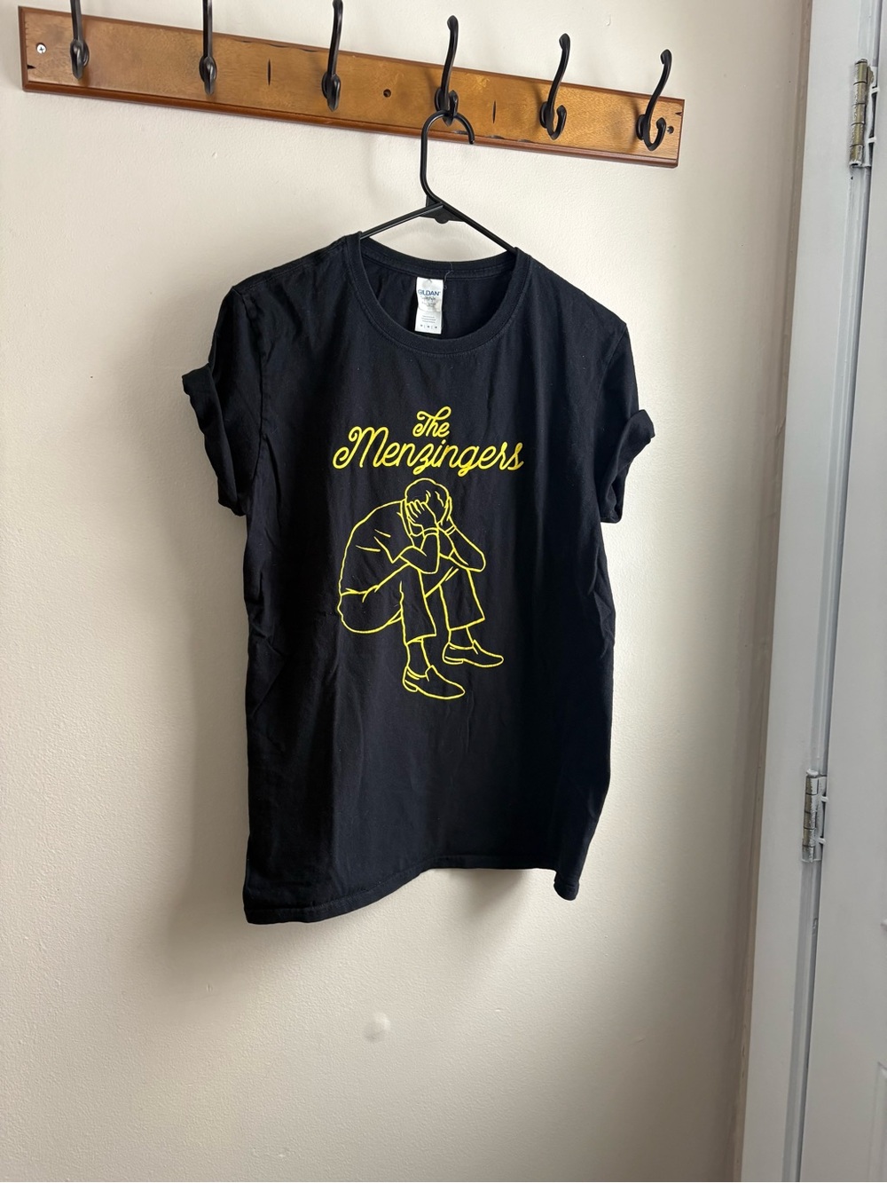 Gildan Black Short Sleeve Tee with Yellow The Menzingers Graphic